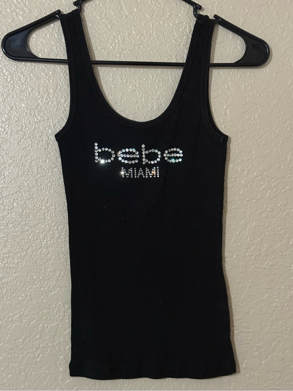 BEBE Rhinestone Logo Tank Top